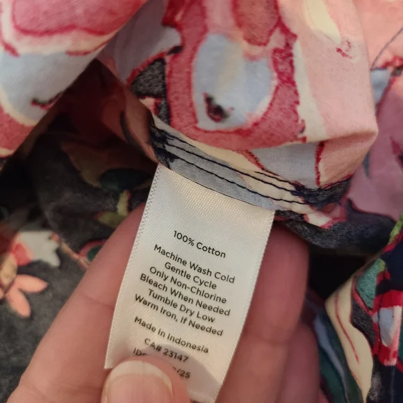 Talbots Cotton Bright Floral Long Sleeve Button Down Shirt - Picture 7 of 7